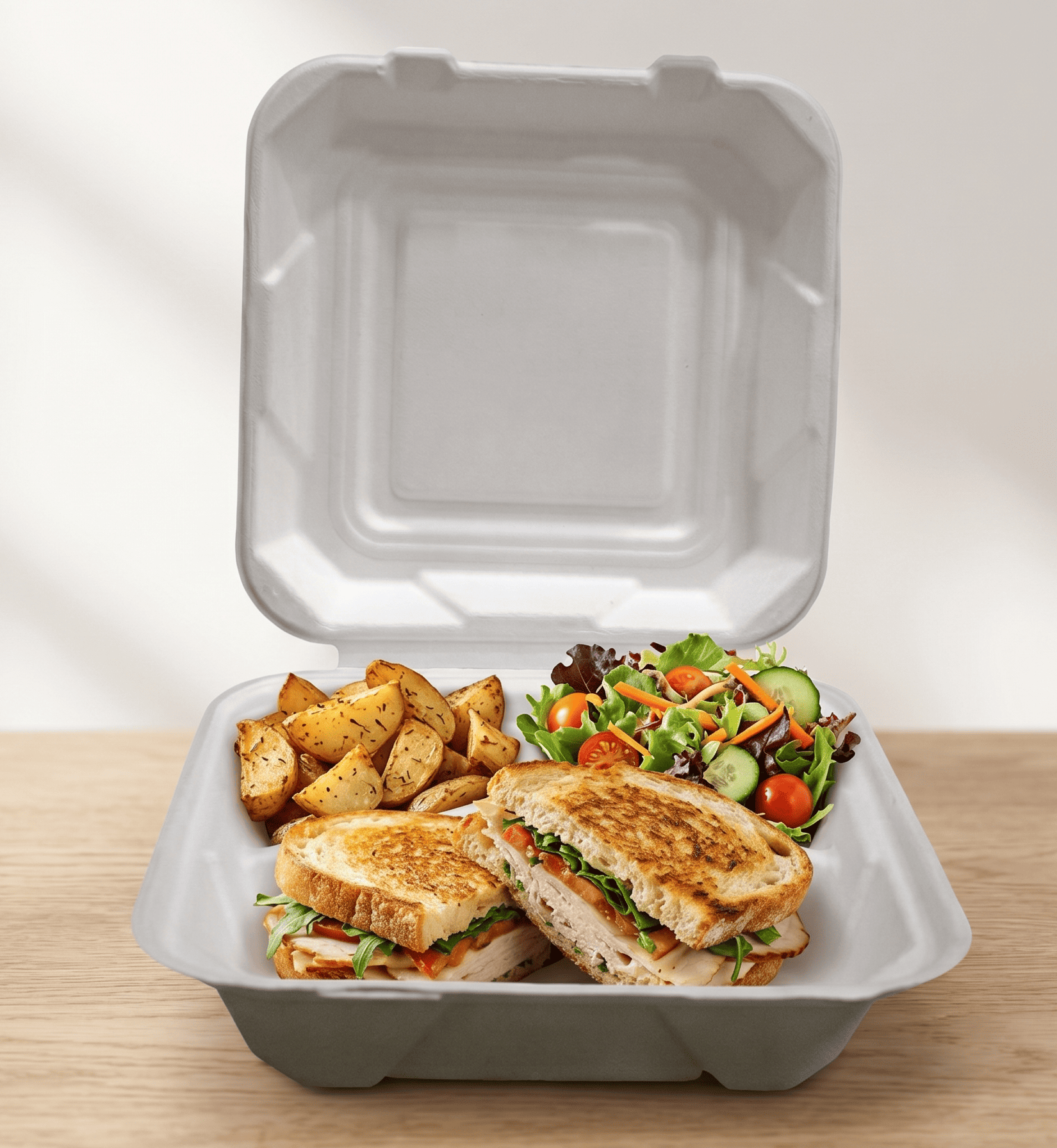 9" 3-Compartment Clamshell 2